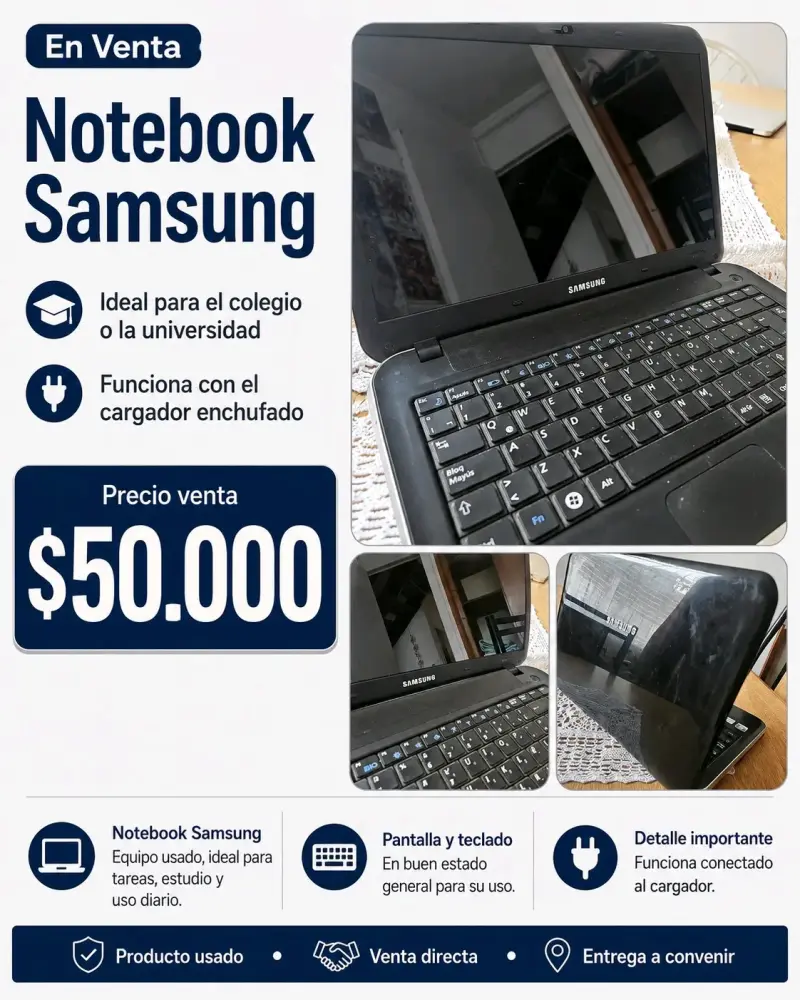 Notebook Samsung usado con cargador - 4