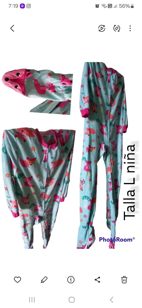 Pijama enterizo infantil con diseño de zorros