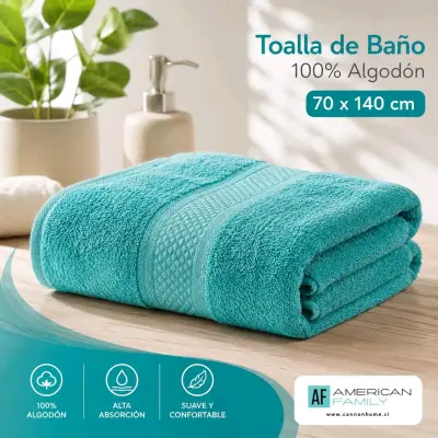 Toalla de baño 100% algodón American Family - miniatura 1