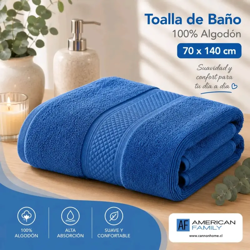 Toalla de baño 100% algodón American Family - 2