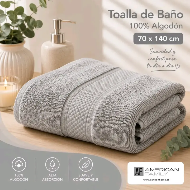 Toalla de baño 100% algodón American Family - 3