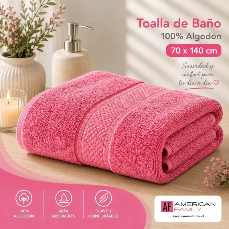 Toalla de baño 100% algodón American Family - 4