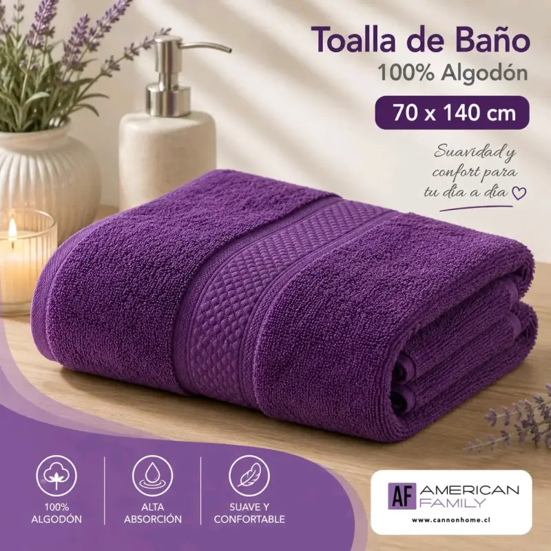 Toalla de baño 100% algodón American Family - 5