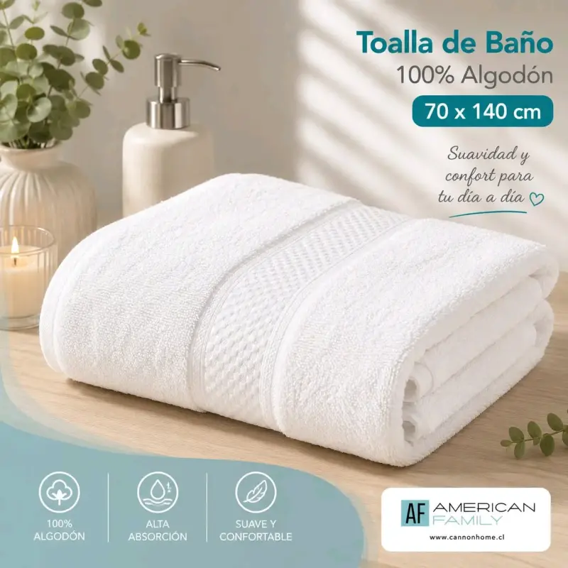 Toalla de baño 100% algodón American Family - 6