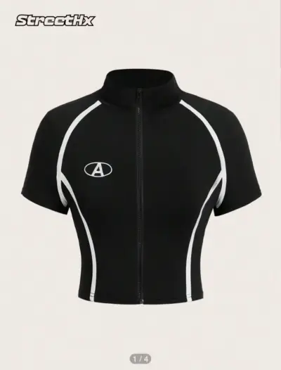 Polera deportiva negra con cierre StreetHx - miniatura 1