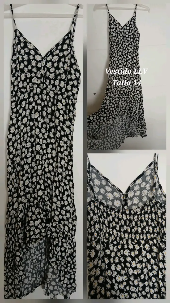 Vestido largo con estampado de margaritas talla 14 - 4
