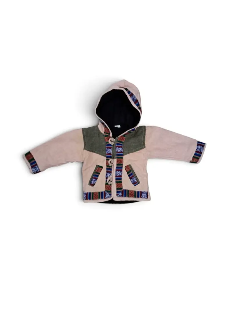 Chaqueta de bebé con capucha y diseño étnico - 1