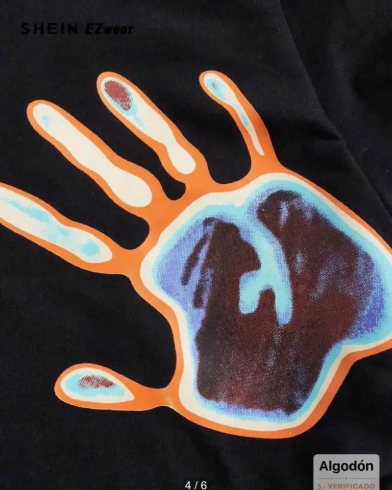 Polera negra con diseño de manos Shein - 4