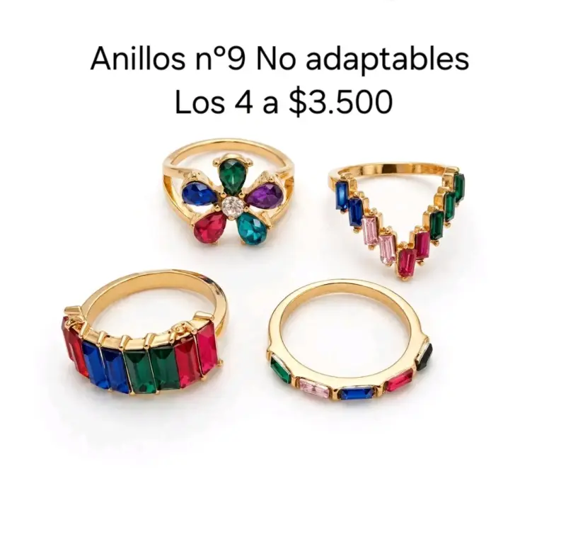 Set de 6 anillos ajustables y n°8 de fantasía - 2