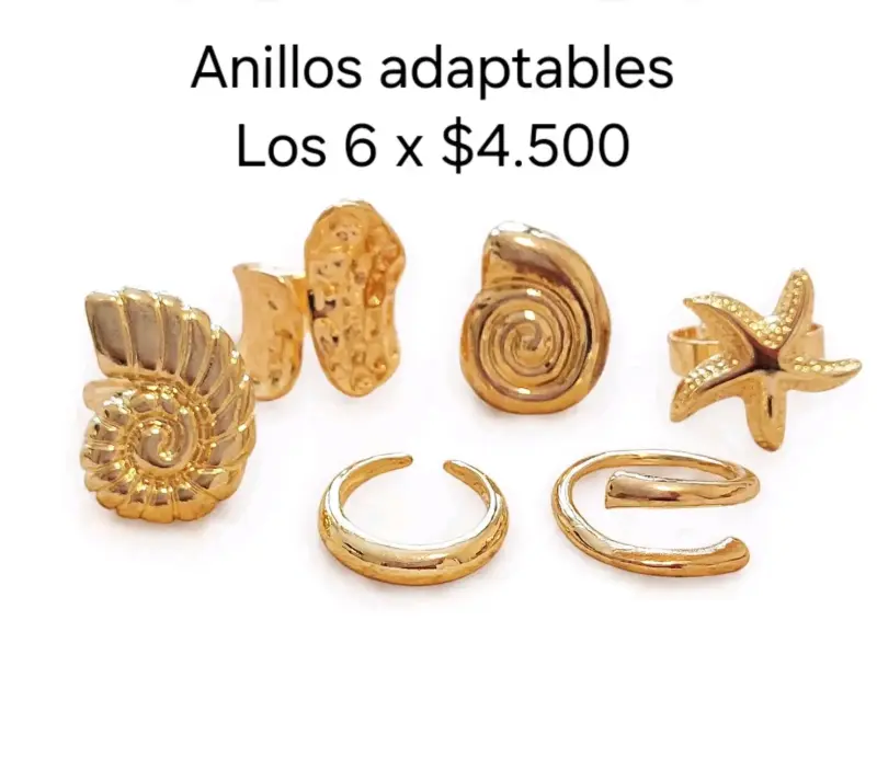 Set de 6 anillos ajustables y n°8 de fantasía - 3
