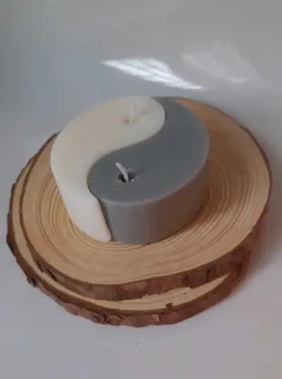 Velas decorativas Yin Yang en base de madera - miniatura 2