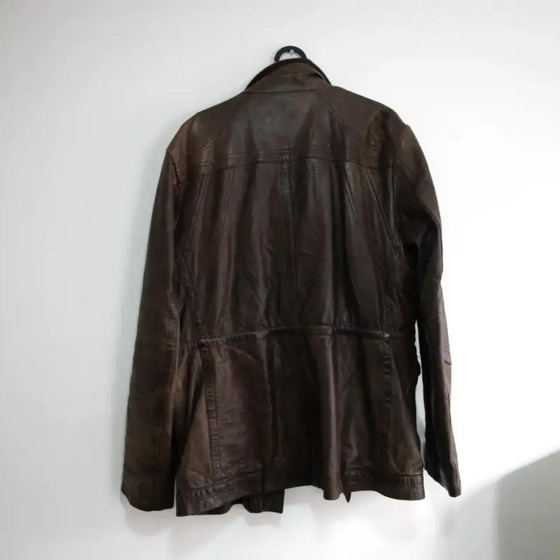 Chaqueta de cuero marrón para hombre - 4
