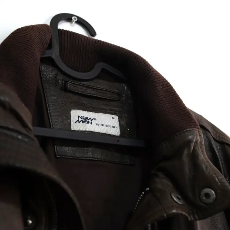 Chaqueta de cuero marrón para hombre - 5