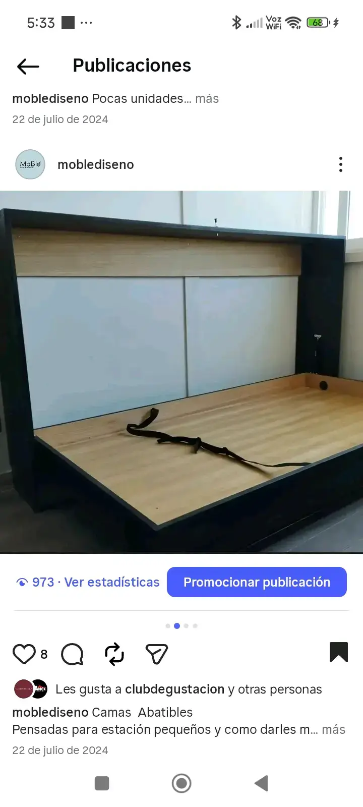 Cama abatible de madera para espacios pequeños - 2
