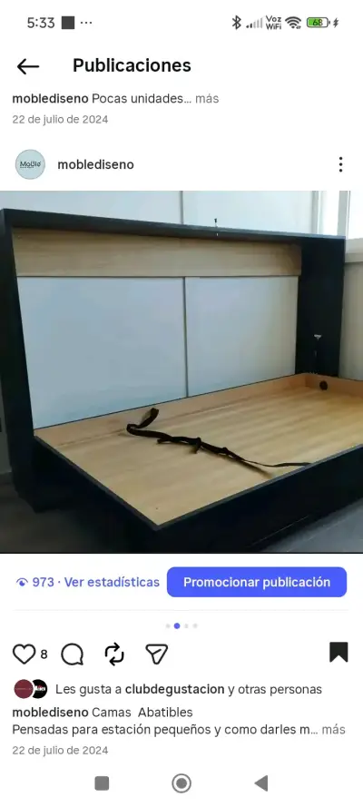 Cama abatible de madera para espacios pequeños - miniatura 2
