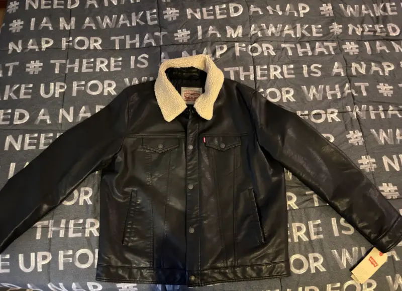 Chaqueta de cuero negra con cuello de lana Levi's - 1