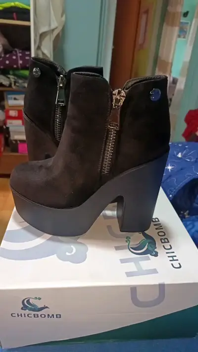 Botines de plataforma negros 35 - miniatura 1
