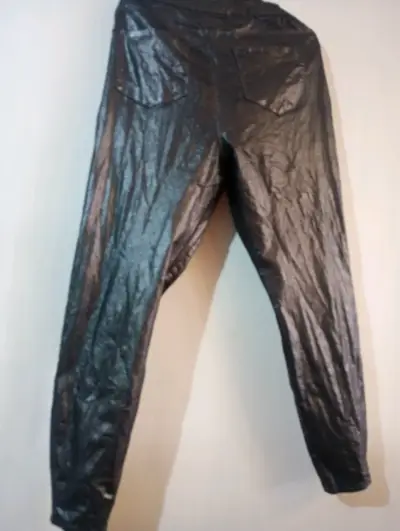 Pantalones de cuero sintético negro para hombre - miniatura 3
