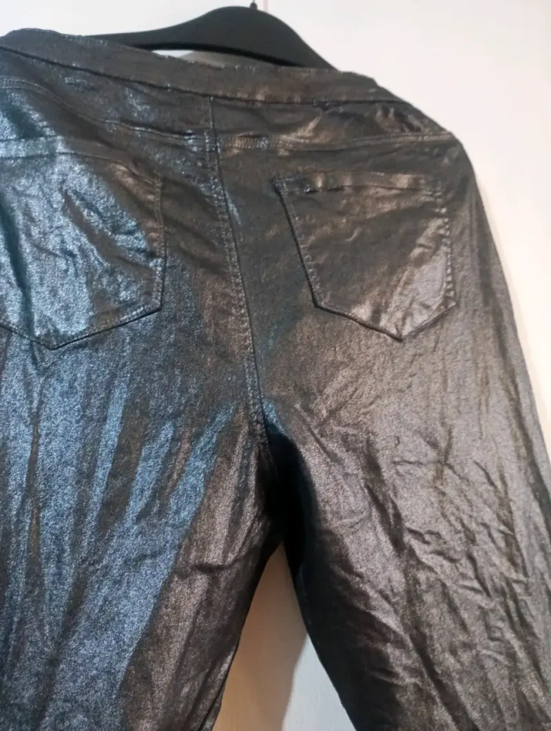 Pantalones de cuero sintético negro para hombre - 4