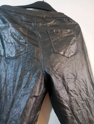 Pantalones de cuero sintético negro para hombre - miniatura 4