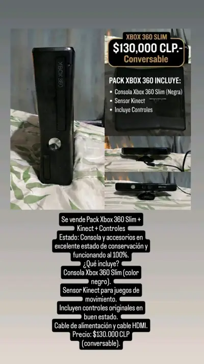 Pack Xbox 360 Slim con Kinect y controles - miniatura 1