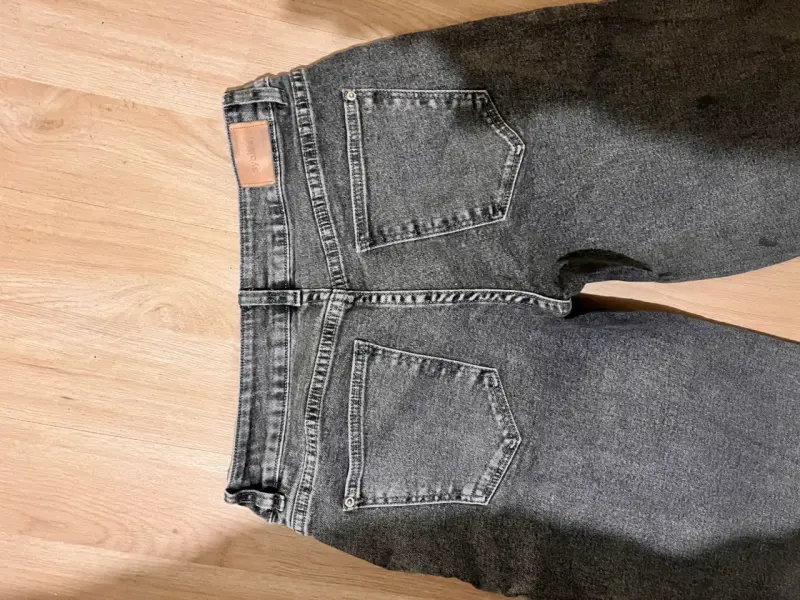 Jeans anchos gris para mujer talla 38 elasticados - 2