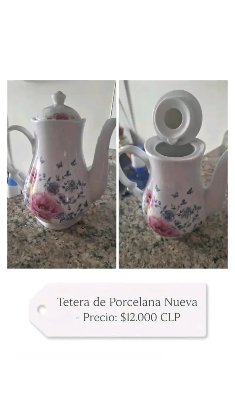 Tetera de porcelana con diseño floral