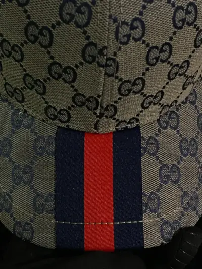 Gorra Gucci con diseño monograma y cinta tricolor - miniatura 1