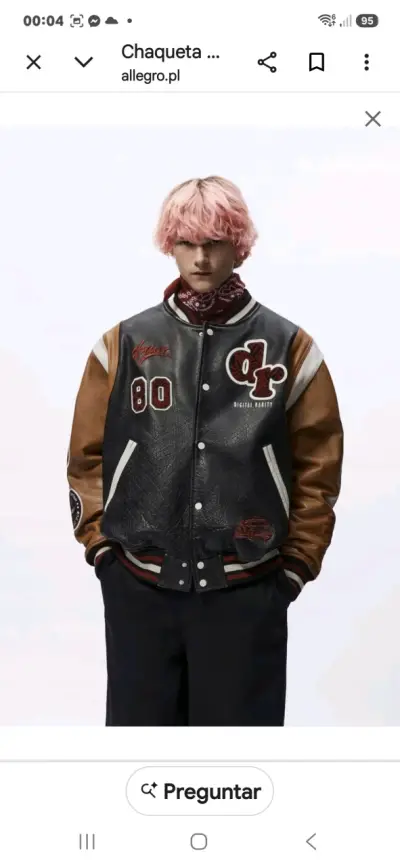 Chaqueta Varsity Negra Zara con Detalles Bordados - miniatura 1