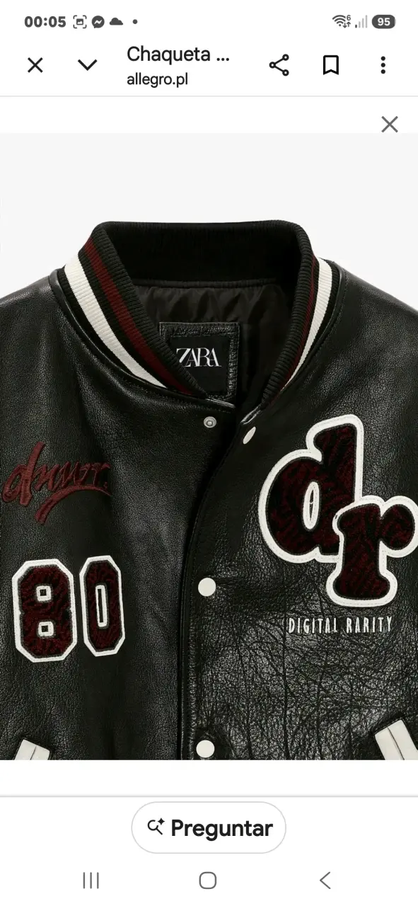 Chaqueta Varsity Negra Zara con Detalles Bordados - 2