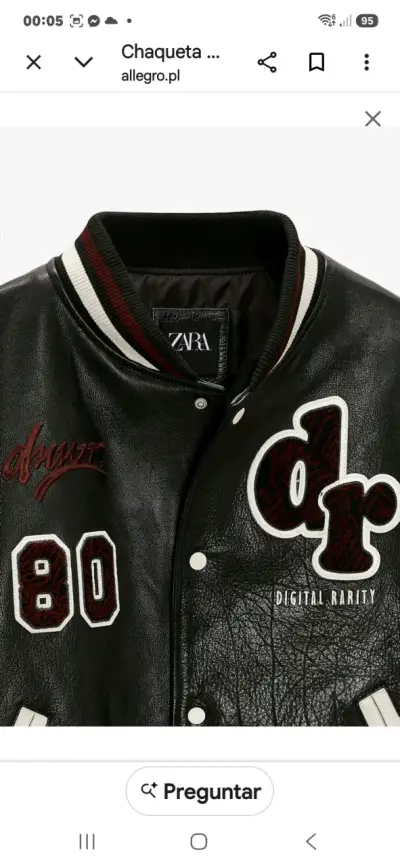 Chaqueta Varsity Negra Zara con Detalles Bordados - miniatura 2