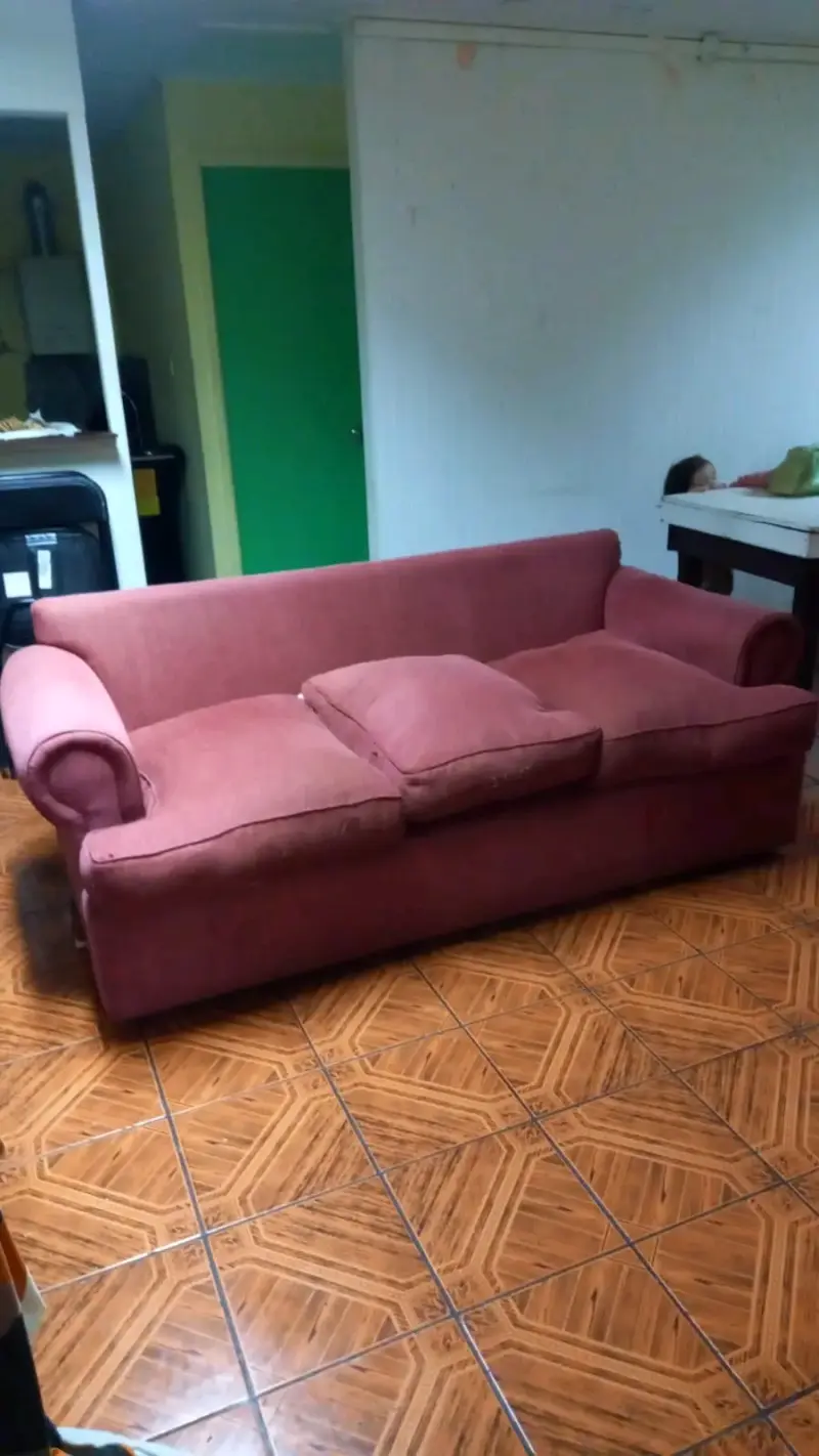 Sofá de tres plazas con funda y sin funda. - 2