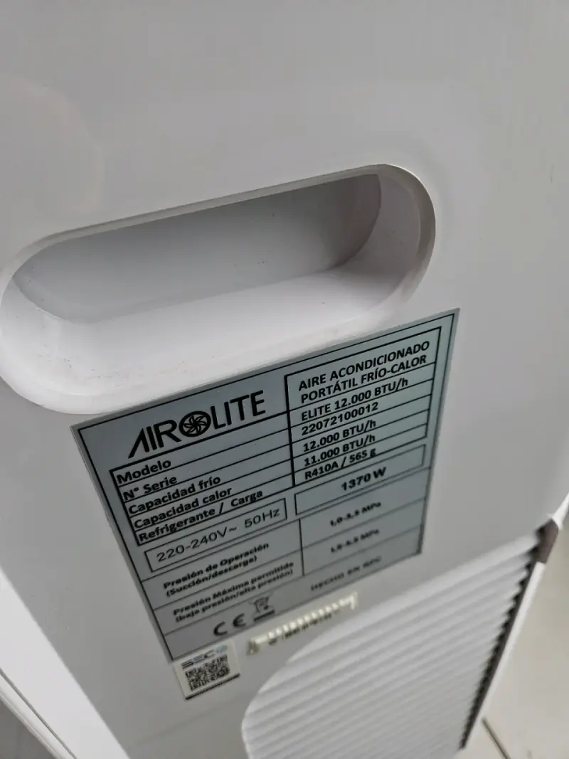 Aire acondicionado portátil Airolite 12.000 BTU - 6