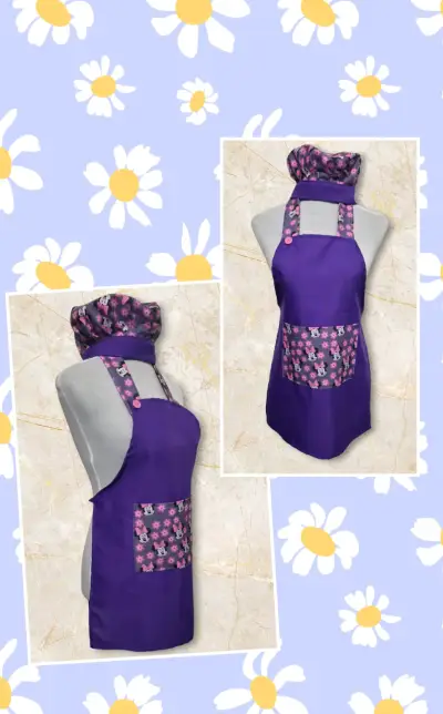 Delantal de cocina con gorro estampado infantil - miniatura 2