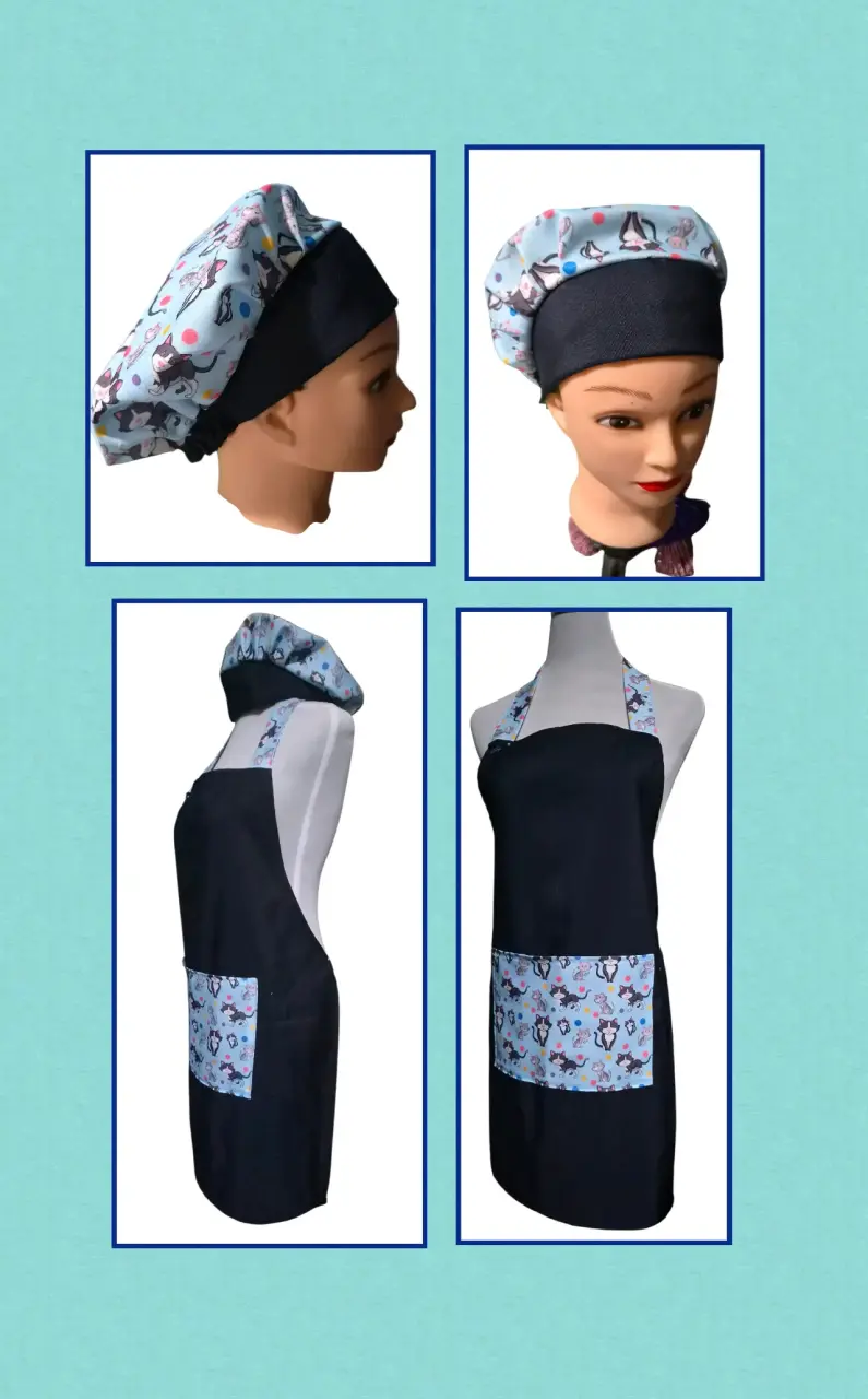 Delantal de cocina con gorro estampado infantil - 4