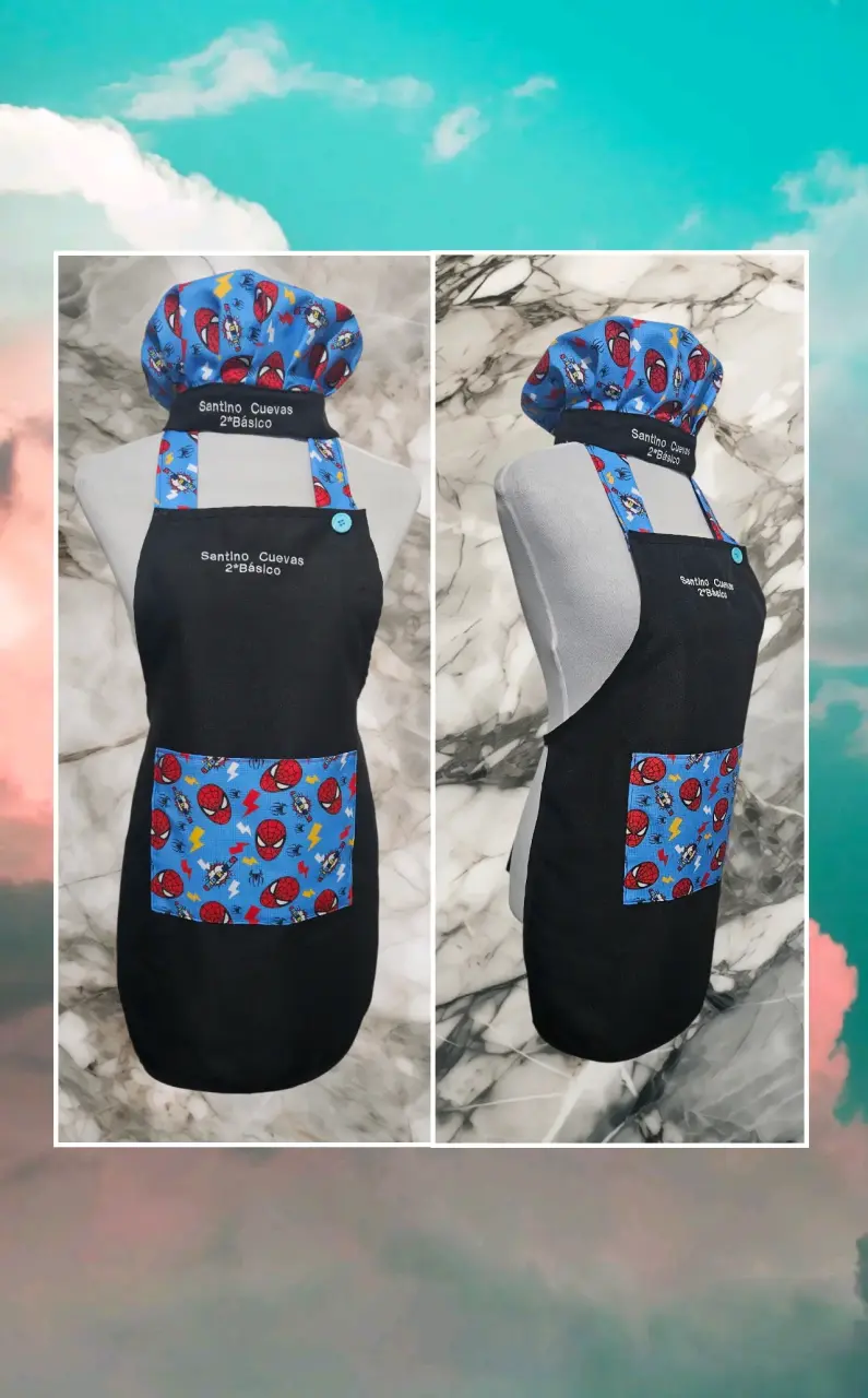 Delantal de cocina con gorro estampado infantil - 5