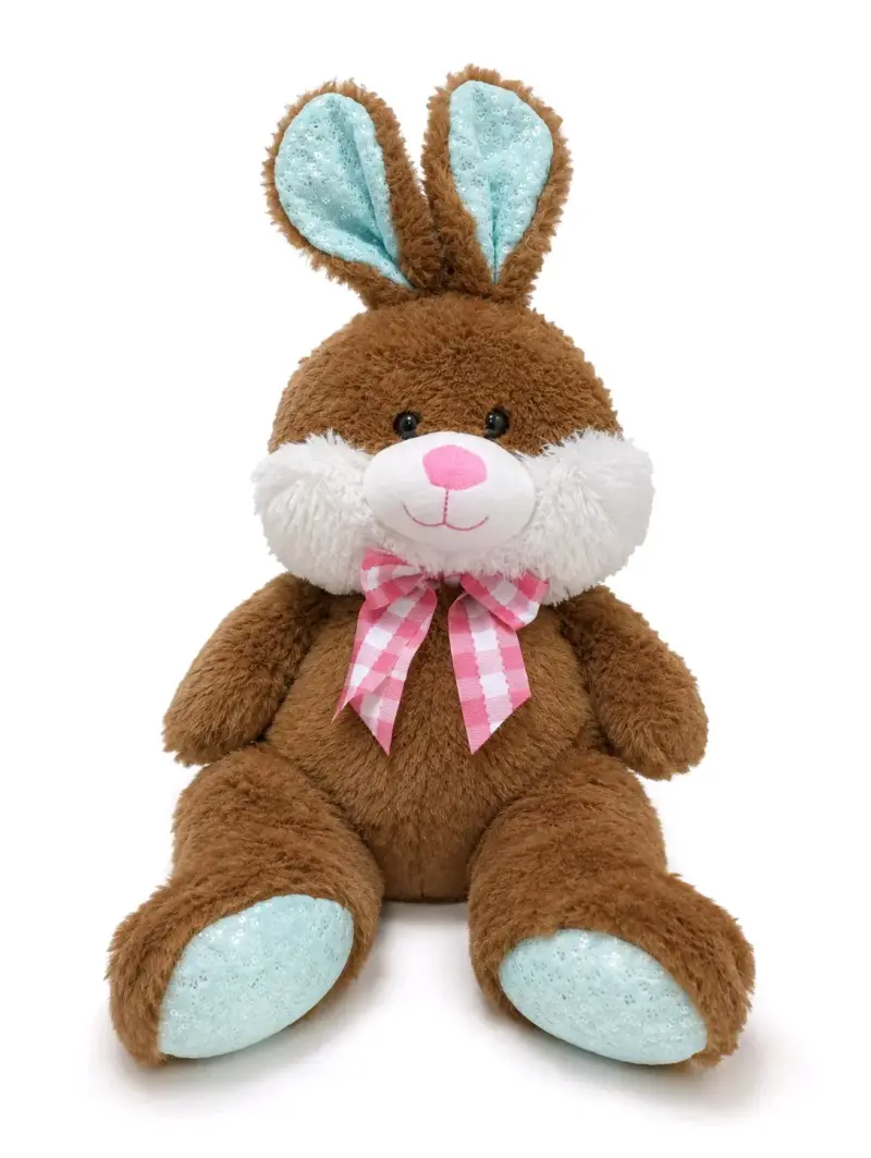 Peluche conejo marrón con lazo rosa