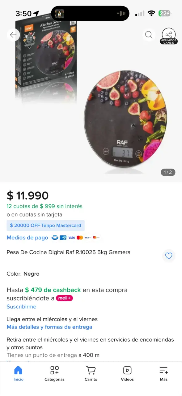 Balanza de Cocina Digital RAF 5kg Negra - 2