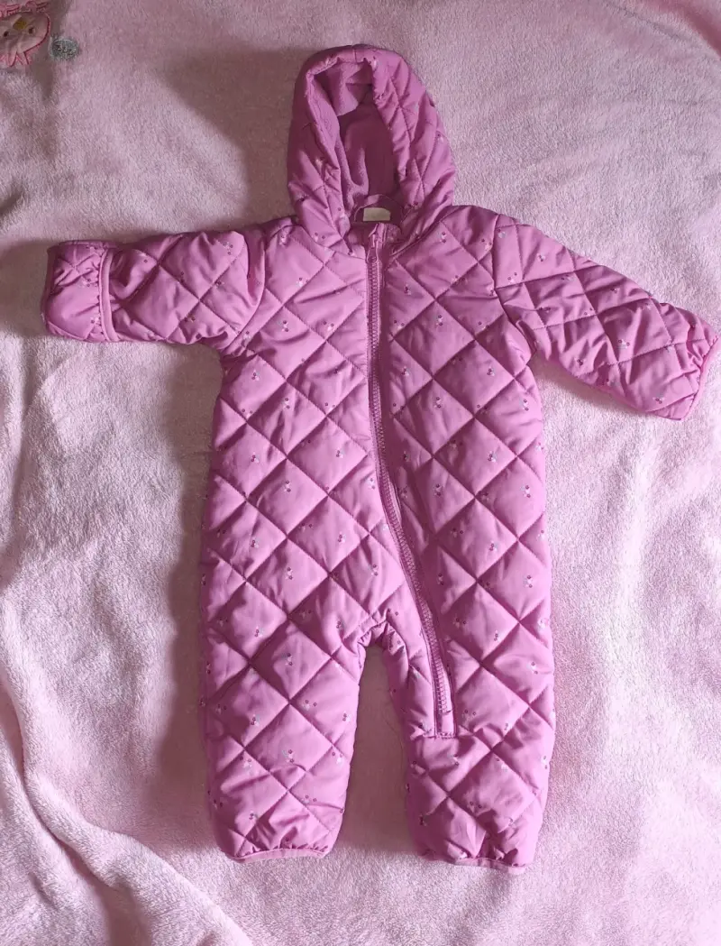 Enterito acolchado rosa para bebé 3-6 meses - 1