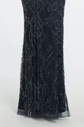 Vestido de noche largo azul con diseño elegante - 5