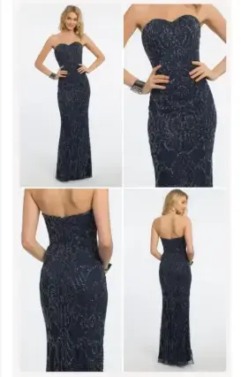 Vestido de noche largo azul con diseño elegante - 6
