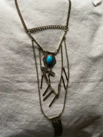 Collar bohemio con piedra turquesa - miniatura 1