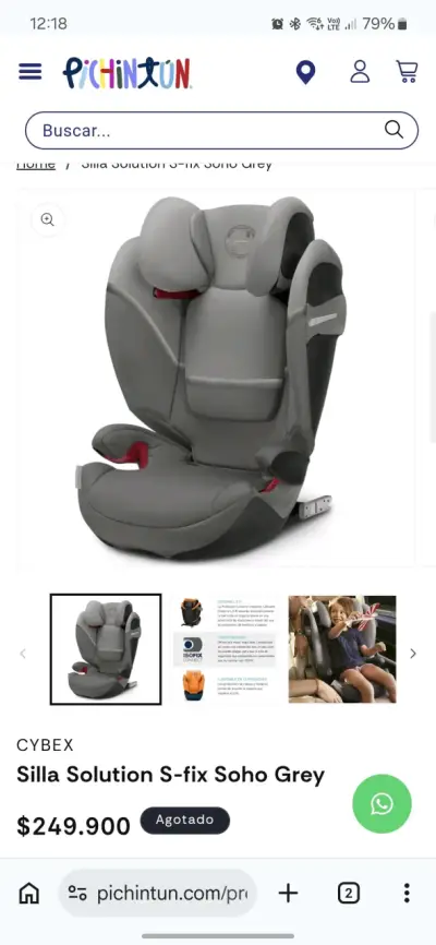 Silla de Auto Cybex Solution S-Fix Gris - miniatura 6