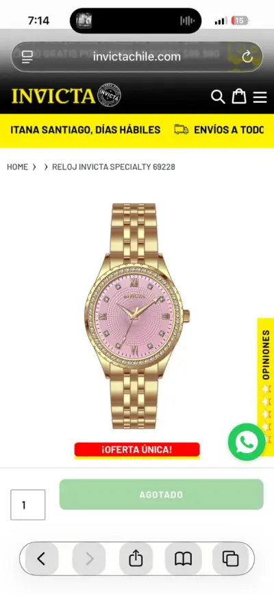 Reloj Invicta Specialty Dorado con Esfera Rosada - miniatura 4