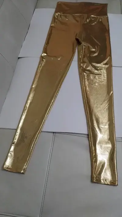 Leggings dorados brillantes para mujer xs - miniatura 1