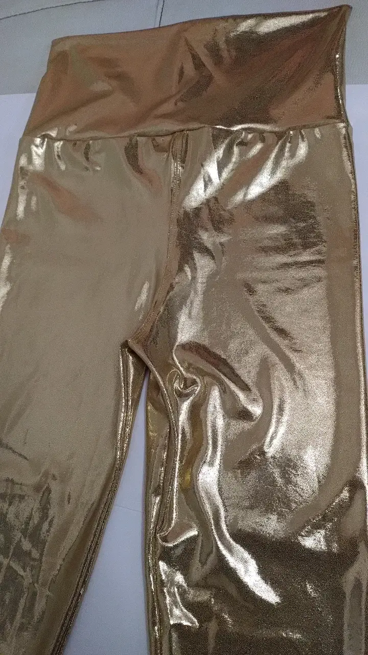 Leggings dorados brillantes para mujer xs - 2