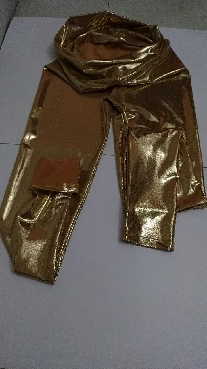 Leggings dorados brillantes para mujer xs - 4