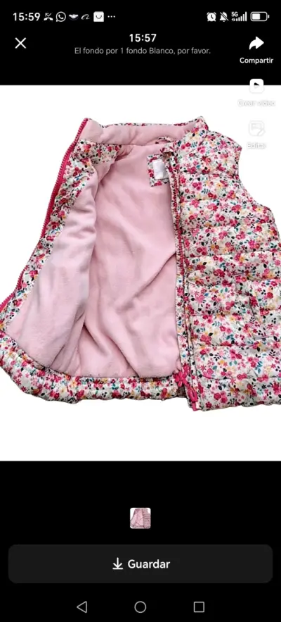 Casaca acolchada infantil con diseño floral - miniatura 2