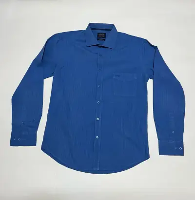 Camisa azul de algodón Ferouch para hombre - miniatura 1