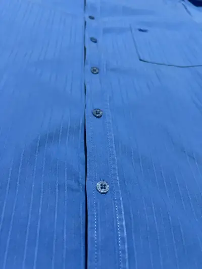 Camisa azul de algodón Ferouch para hombre - miniatura 6